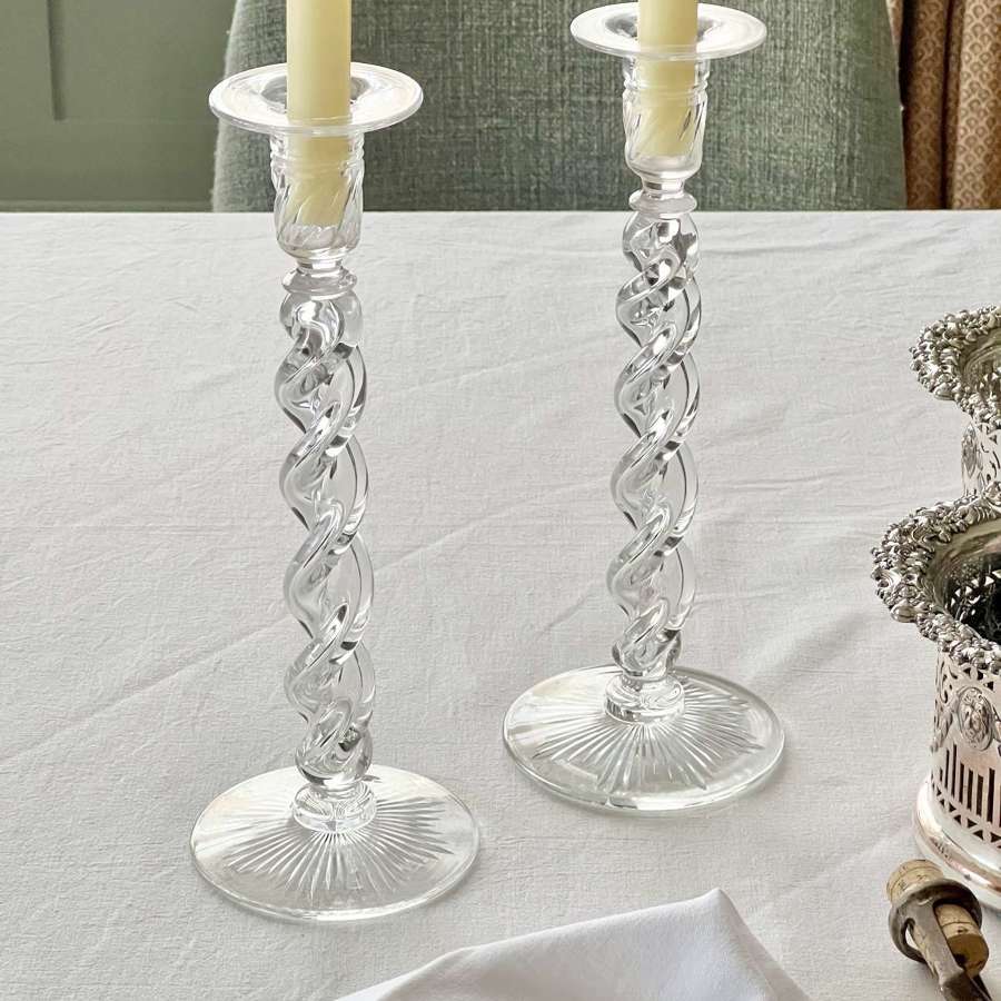 Outstanding Pair Of Victorian Crystal Candlesticks