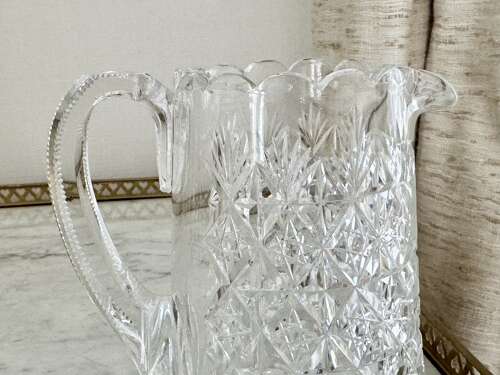 Fine Quality Crown Etched Crystal Jug By Thomas Webb Circa 1920s