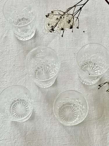 Fine Quality Crown Etched Crystal Tumblers By Thomas Webb