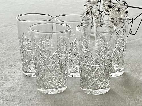 Fine Quality Crown Etched Crystal Tumblers By Thomas Webb