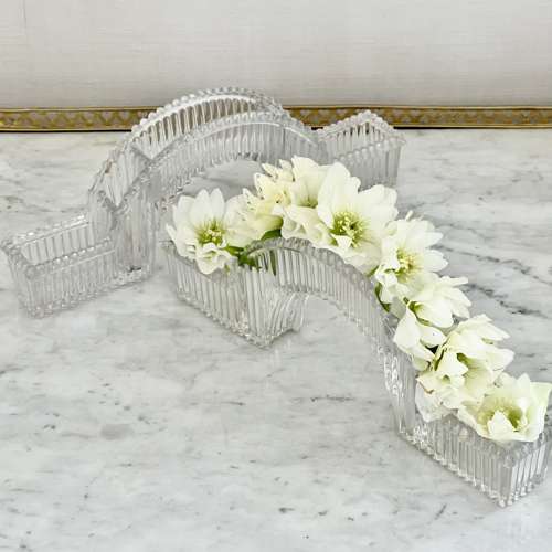 French Glass Flower Bridges Table Garniture Circa 1930s