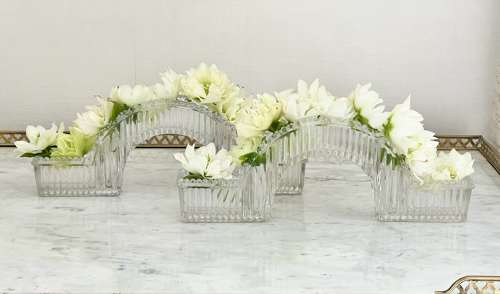 French Glass Flower Bridges Table Garniture Circa 1930s