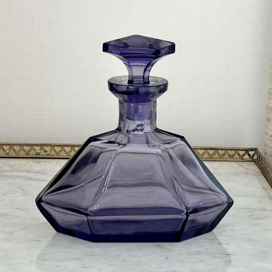 Art Deco Moser Angular Lilac Glass Decanter C1920