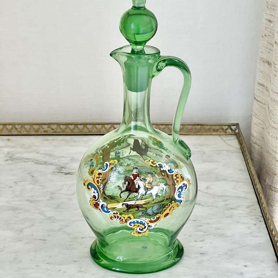 Rare enamel glass claret jug by Anton Ambrosius Egermann for Lobmeyr