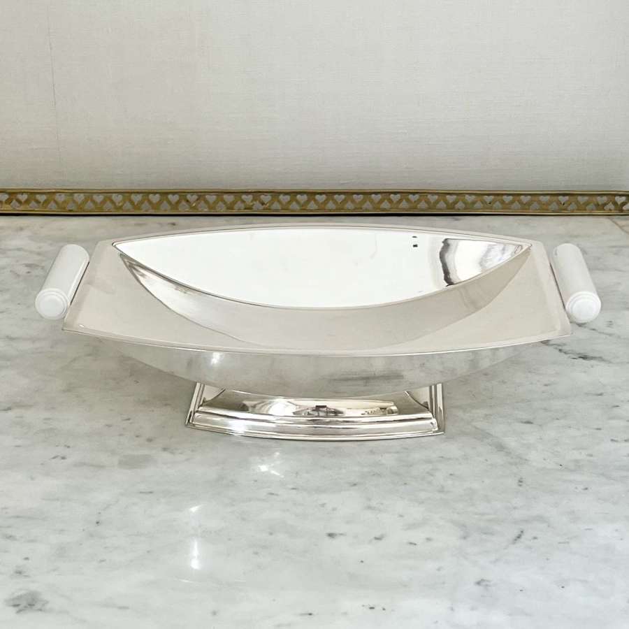 Art Deco Silver Plated & Bakelite Scroll Handle Bowl C1940