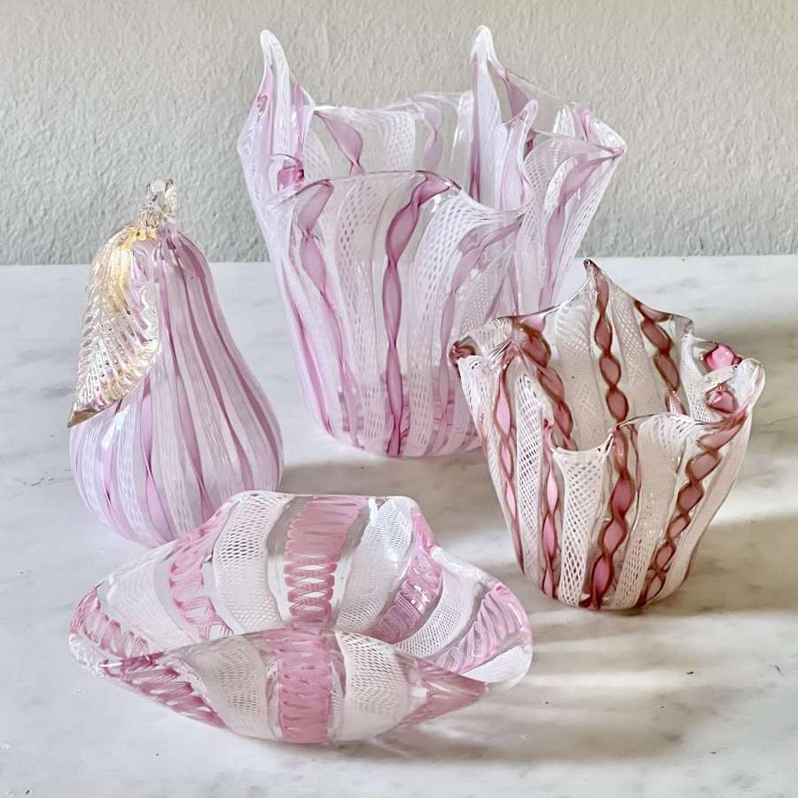 Set of Murano Zanfiricco glass dishes & pear C1950