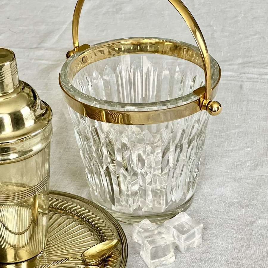 Superb quality Baccarat crystal & gold plated large ice bucket C1950