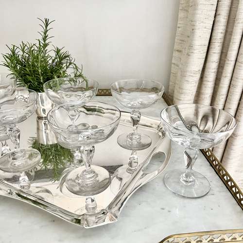 Large pared back Art Deco silver plated serving tray C1930