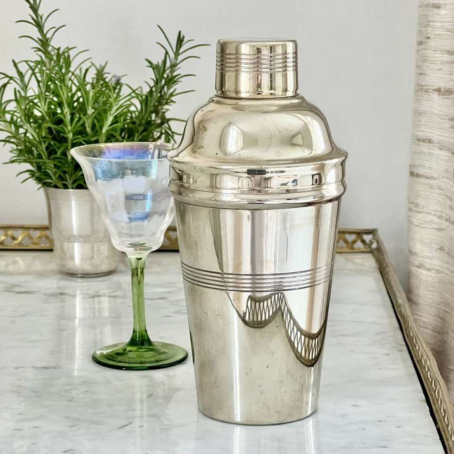Bonzer Art Deco Worn Silver Plated Classic Cocktail Shaker C1930