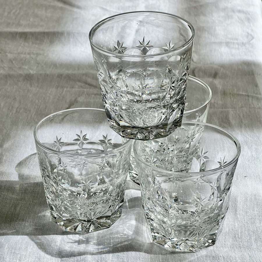 Fine Quality Star Cut Cocktail Tumblers By Webb Crystal C1960