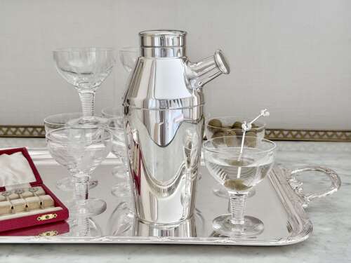 Art Deco silver cockerel cocktail sticks set Hallmark 1934