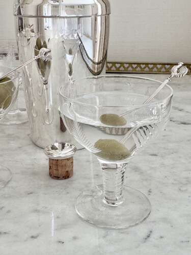 Art Deco silver cockerel cocktail sticks set Hallmark 1934