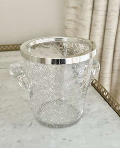 Silver plated & crackle glass ice bucket C1950s