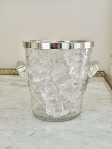 Silver plated & crackle glass ice bucket C1950s