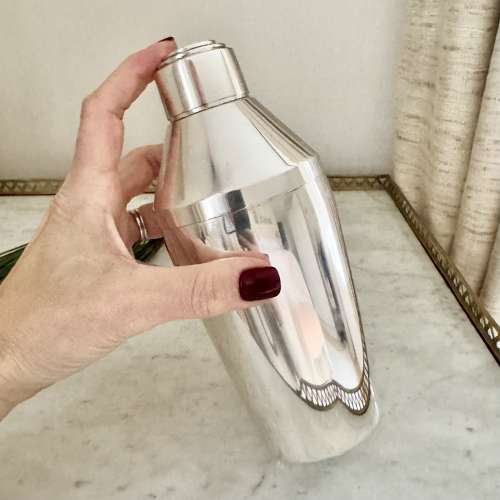 Art Deco Silver Plated Cocktail Shaker By Selfridges & Co 1930s