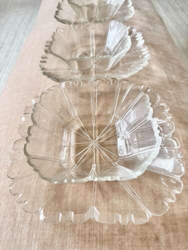 6 Biedermeier Hand Cut Glass Dessert Bowl & Plates Set C1840
