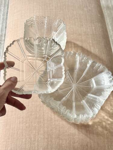 6 Biedermeier Hand Cut Glass Dessert Bowl & Plates Set C1840