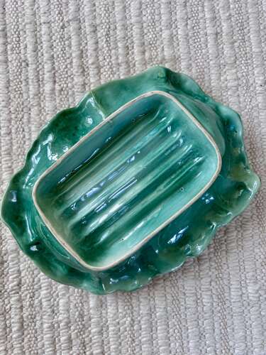 Large French Majolica Asparagus Cradle Serving Dish