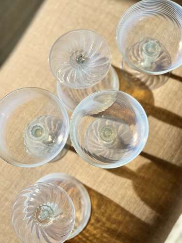5 Antique Murano Opalescent Champagne Coupes