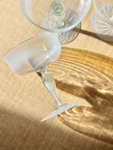 5 Antique Murano Opalescent Champagne Coupes