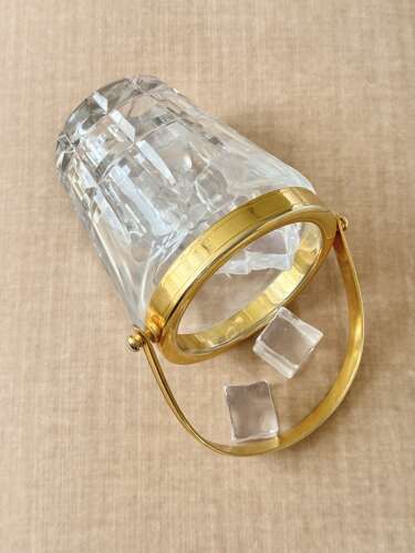 Val Saint Lambert Crystal & Gold Plated Ice Bucket C1960