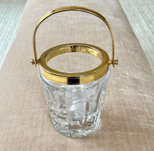 Val Saint Lambert Crystal & Gold Plated Ice Bucket C1960