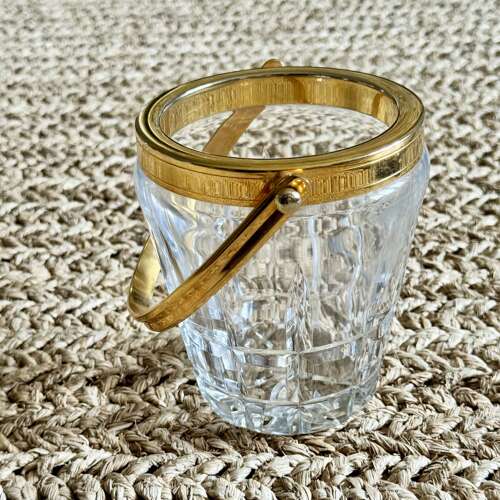 Val Saint Lambert Crystal & Gold Plated Ice Bucket C1960
