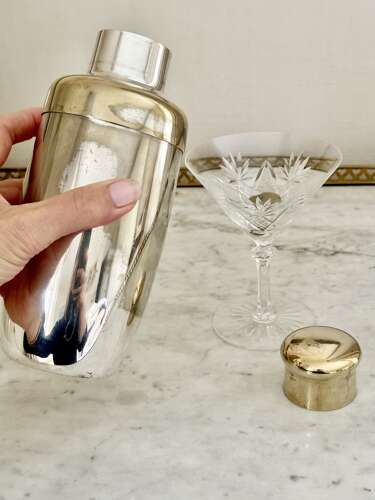 Beautifully Patinated Continental Silver Plated Cocktail Shaker