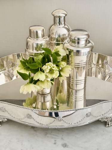 Large Serpentine Shape Silverplated Gallery Tray Mid 20th C