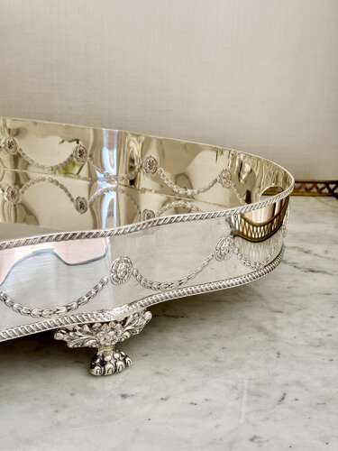 Large Serpentine Shape Silverplated Gallery Tray Mid 20th C