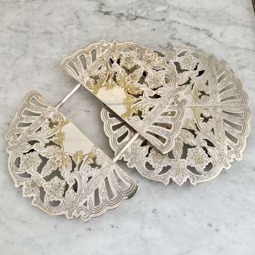 Pair Of American Silver Plated Expanding Trivet Stands