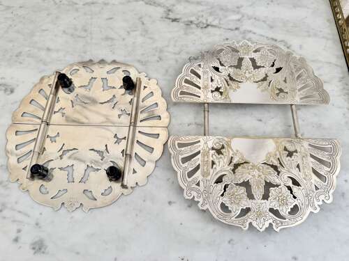 Pair Of American Silver Plated Expanding Trivet Stands