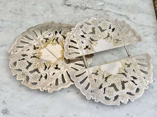Pair Of American Silver Plated Expanding Trivet Stands