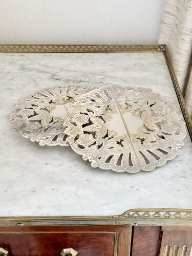 Pair Of American Silver Plated Expanding Trivet Stands