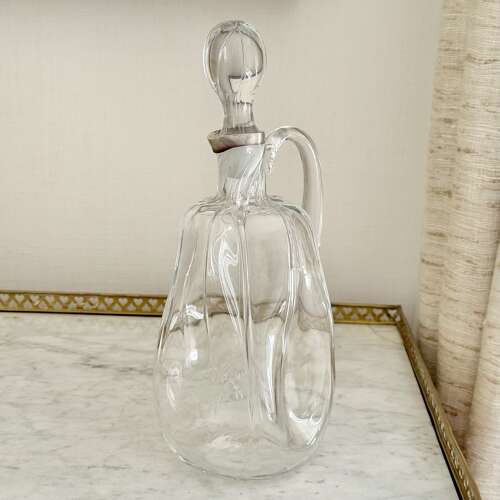 Art Nouveau silver rim claret jug decanter & stopper
