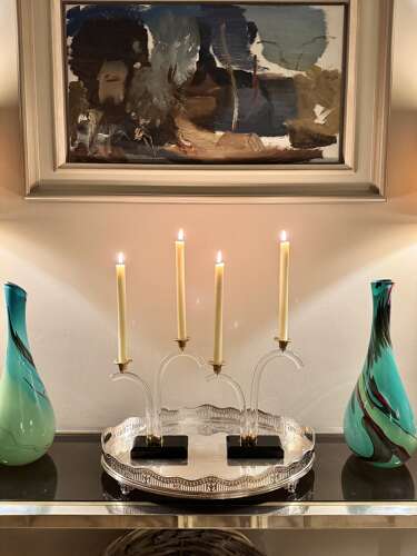 Pair Of Lucite And Gilt Candlesticks C1970