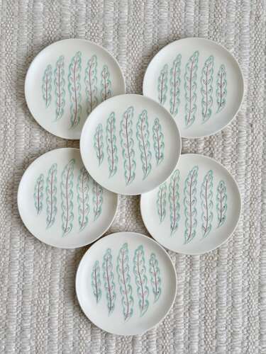 6 Hand Painted Poole Pottery side plates designed by Alfred Read