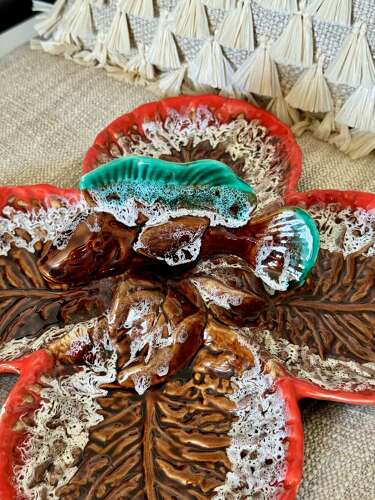 Chic hand painted French Ceramic hors d’oevre serving dish from Vallauris