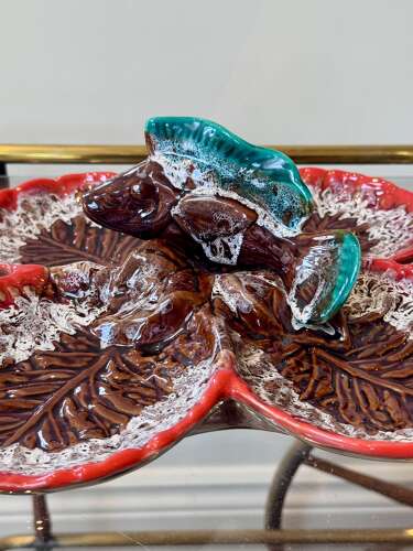 Chic hand painted French Ceramic hors d’oevre serving dish from Vallauris