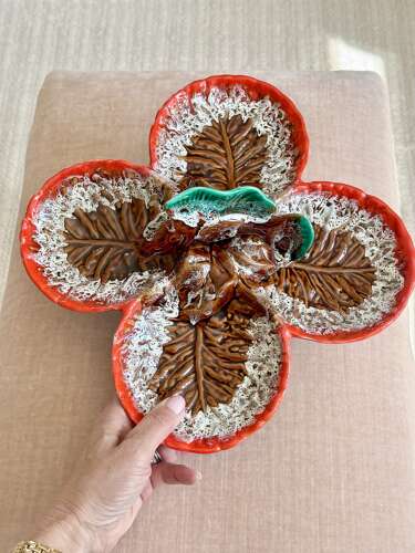 Chic hand painted French Ceramic hors d’oevre serving dish from Vallauris