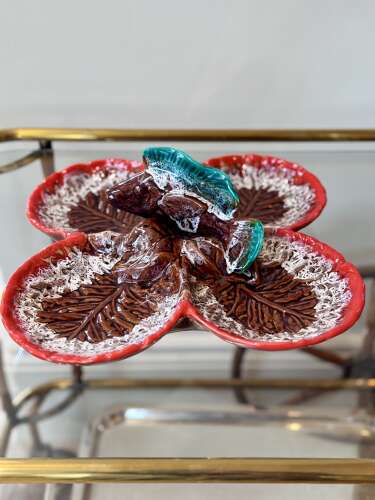 Chic hand painted French Ceramic hors d’oevre serving dish from Vallauris