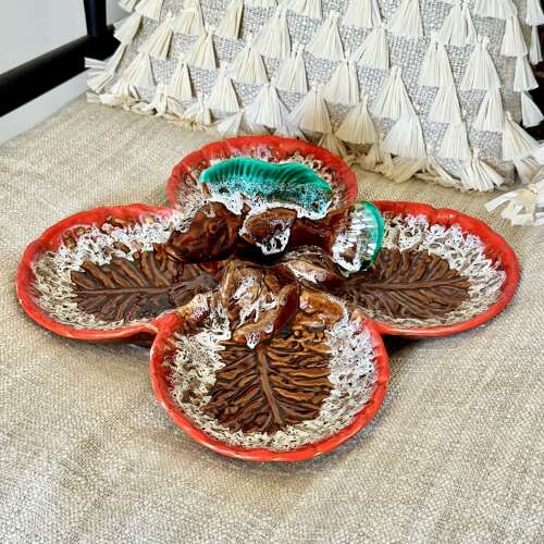 Chic hand painted French Ceramic hors d’oevre serving dish from Vallauris