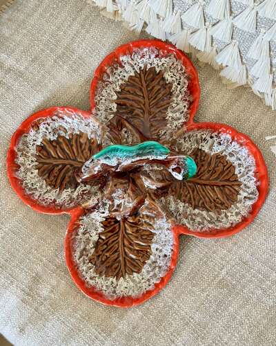Chic hand painted French Ceramic hors d’oevre serving dish from Vallauris