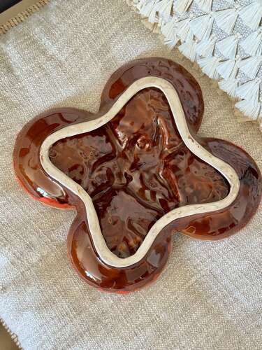 Chic hand painted French Ceramic hors d’oevre serving dish from Vallauris