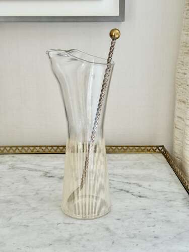 Tall Swedish enamelled glass cocktail mixing jug C1956