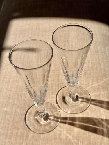 Pair of Georgian slice cut champagne flutes C1800