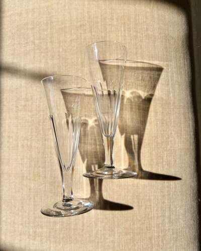 Pair of Georgian slice cut champagne flutes C1800