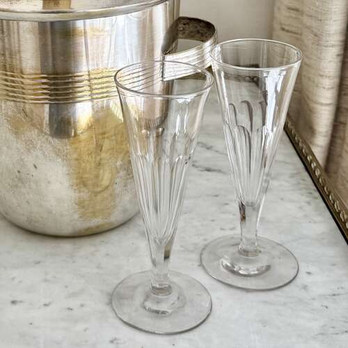 Pair of Georgian slice cut champagne flutes C1800