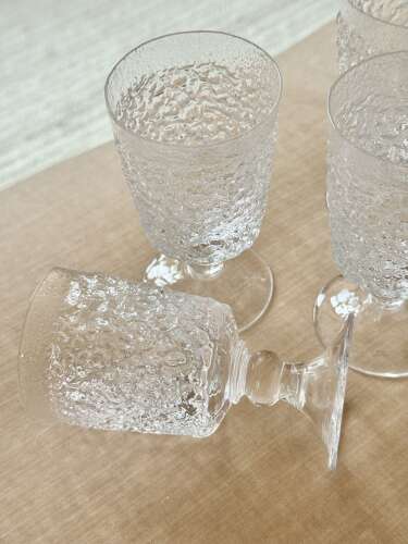 6 Whitefriars handmade crystal white wine glasses C1970