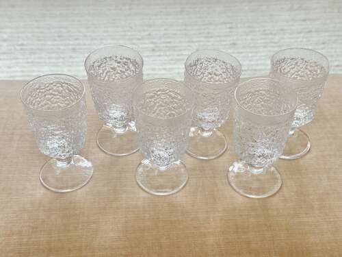 6 Whitefriars handmade crystal white wine glasses C1970